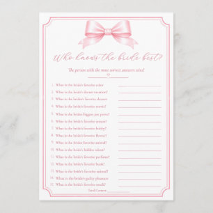 Editable Who Knows Bride Bridal Shower Fun Game