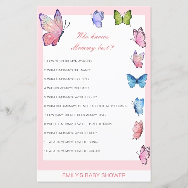 Editable Who Knows Mummy Best Baby Shower Game (Front)