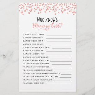 Editable Who knows Mummy Best? Baby Shower Game