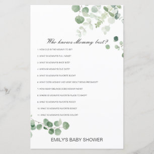 Editable Who Knows Mummy Best Baby Shower Game