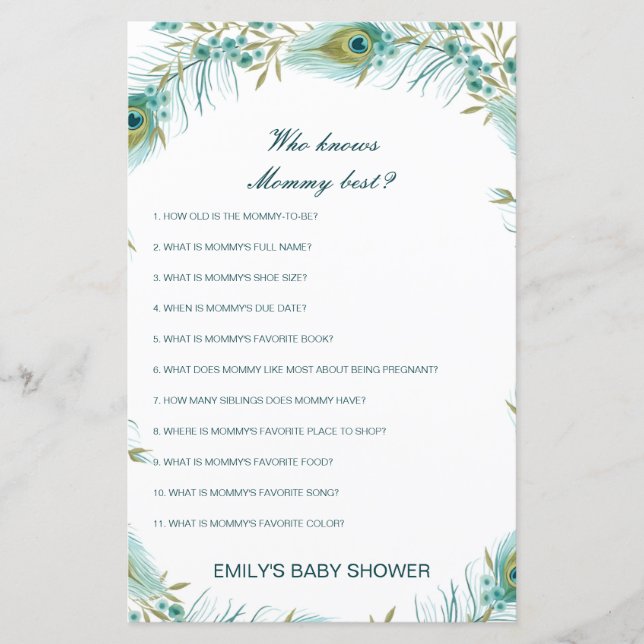 Editable Who Knows Mummy Best Baby Shower Game (Front)