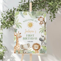 EDITABLE Wild One Birthday Welcome Sign, Safari 