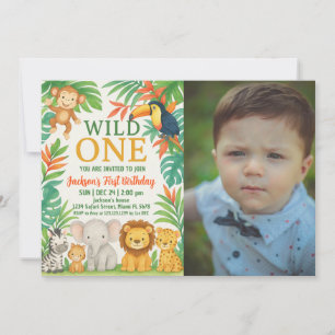 Editable Wild One Safari Birthday Invitation