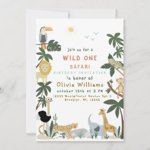 Editable Wild One Safari Invitation Template