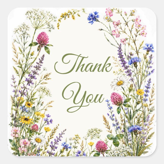 Editable Wildflower Thank You Floral Sticker (Front)