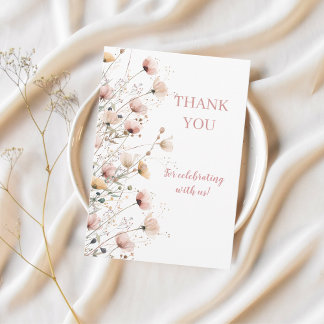 editable wildflowers floral thank you card