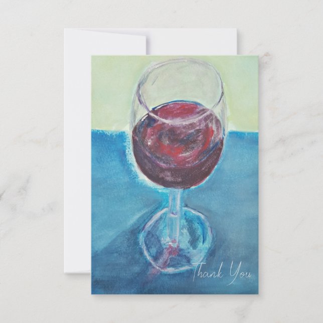 Editable Wine Thank You Card | Red Wine Art (Front)