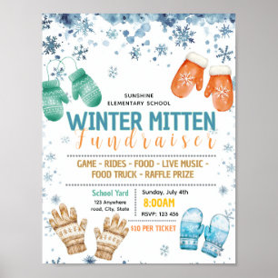 Editable winter mitten fundraiser flyer poster
