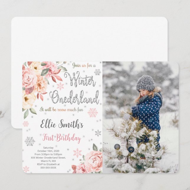Editable Winter Wonderland Photo Invitation (Front/Back)