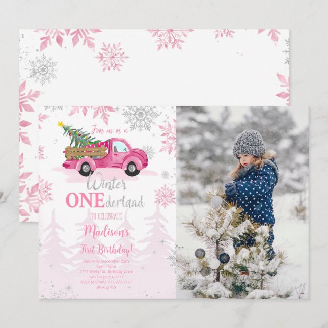 Editable Winter Wonderland Photo Invitation (Front/Back)