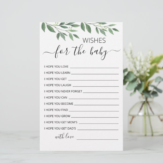 Editable Wishes for Baby Shower Party card (Standing Front)