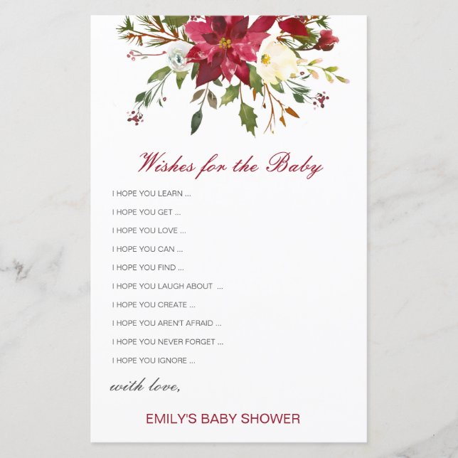 Editable Wishes for the Baby Card, Baby Shower (Front)