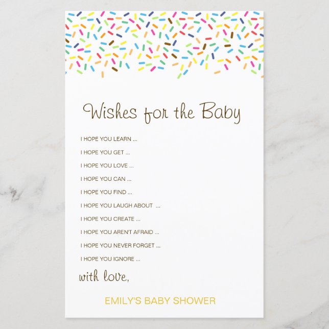Editable Wishes for the Baby Card, Baby Shower (Front)