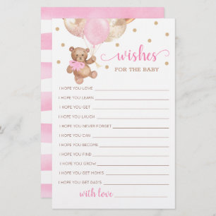 Editable Wishes for the Baby Shower Teddy Bear
