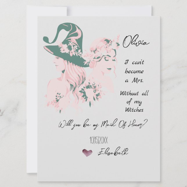 Editable Witchy Bridal Party Proposal Card (Front)