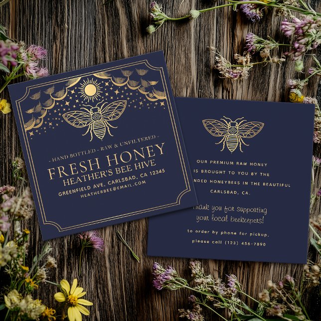 Editable Witchy Tarot Beekeeper Honeybee  Square Business Card (Creator Uploaded)