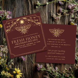 Editable Witchy Tarot Beekeeper Honeybee Square Business Card
