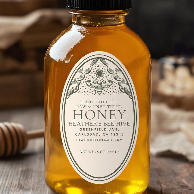 Editable Witchy Tarot Honey Jar Honeybee Label (Creator Uploaded)