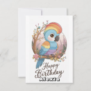 Editable Woods Parrot Digital Birthday  Card