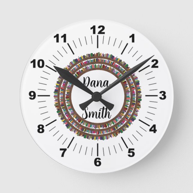 Editable World of Books  Round Clock (Front)