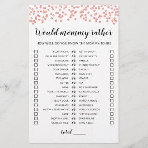 Editable Would Mummy Rather Baby Shower Game