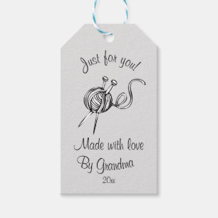 Editable Yarn and Knitting Needles Just For You Gift Tags