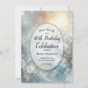 Editable Year Frozen Petals in Winter Birthday Invitation