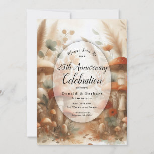 Editable Year Terracotta Toadstool Woodland  Invitation