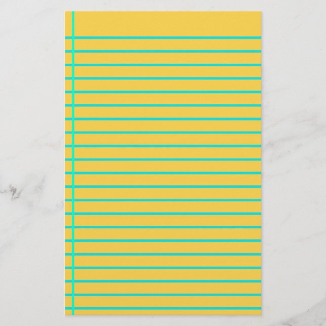 Editable Yellow Decorative Lined Stationery Paper (Front)