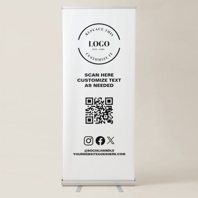 Editable Your Logo Here simple corporate Retractable Banner (Front)