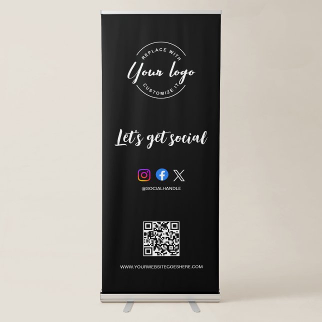 Editable Your Logo Here simple corporate Retractable Banner (Front)