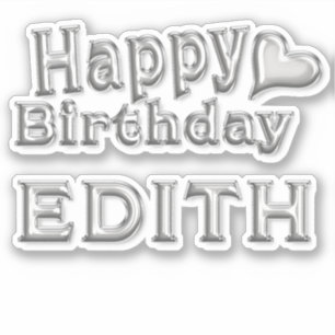 Edith Happy Birthday silver sticker
