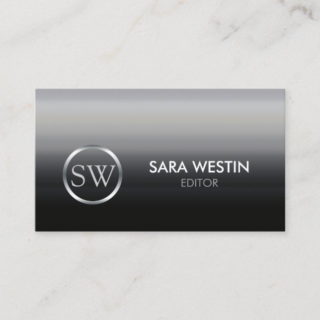 Editor Print Publishing Elegant Monogram Business Card (Front)