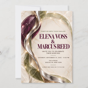 Editorial 3D Marble Modern Wedding Invitation