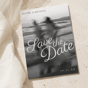 Editorial Blurred Photo Script Save the Date