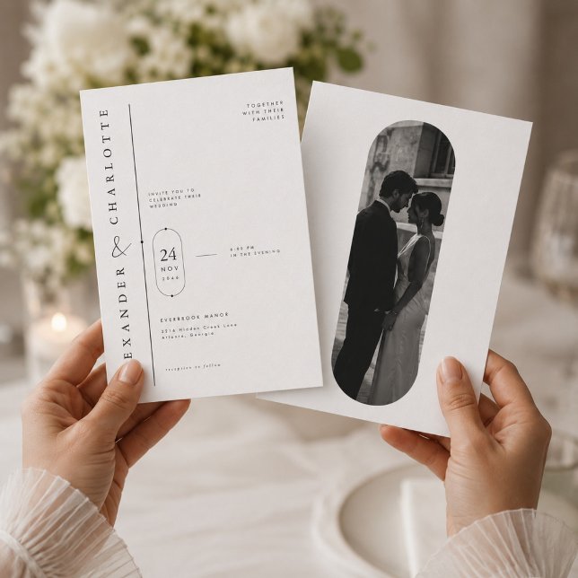 Editorial Capsule Portrait Wedding Invitation (Creator Uploaded)