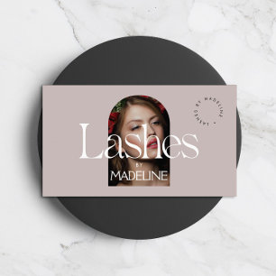 Editorial Chic Text Lashes Blush Mauve Business Card