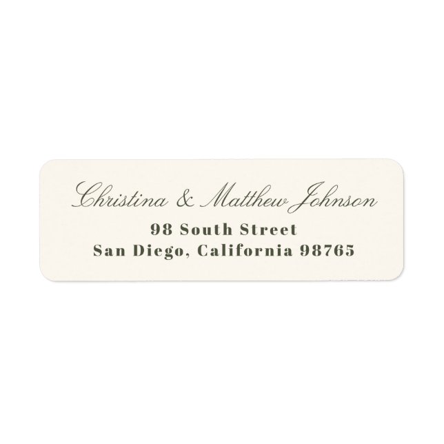 Editorial Elegant Script Newlywed Return Address (Front)