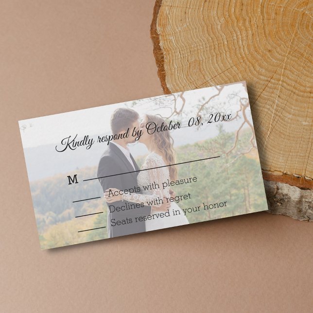 Editorial Faded Picture Wedding Response  Card (Creator Uploaded)