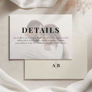 Editorial Ivory Photo Wedding Details Enclosure Card