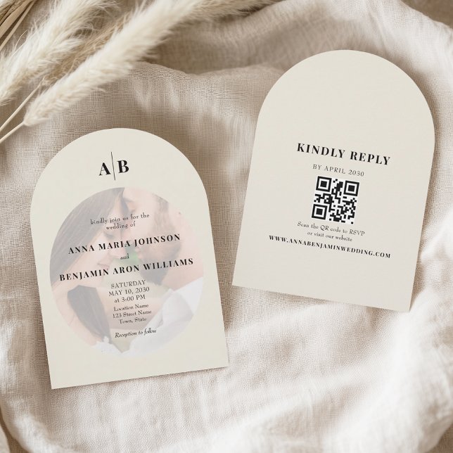 Editorial Ivory Photo Wedding Invitation (Creator Uploaded)