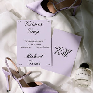 Editorial Luxury Lilac Chic Minimal Wedding Invitation