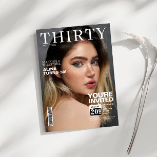 Editorial magazine cover photo 30th birthday invitation