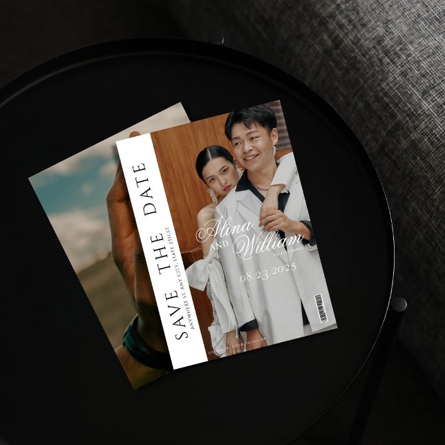 Editorial Magazine Cover Wedding Save The Date Invitation (Creator Uploaded)