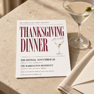 Editorial Martini Thanksgiving Dinner Invitation