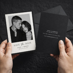 Editorial Minimalist Black White Typography Photo Save The Date