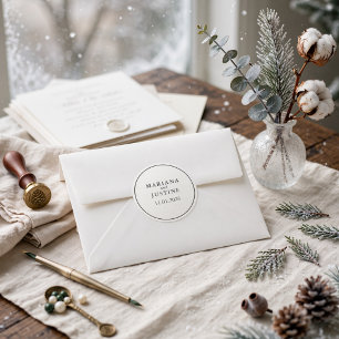 Editorial Minimalist Winter Wedding Elegant Round Classic Round Sticker