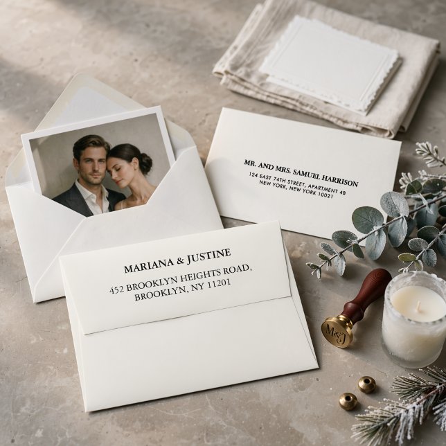 Editorial Minimalist Winter Wedding Envelope Liner (Editorial Minimalist Winter Wedding Envelope)