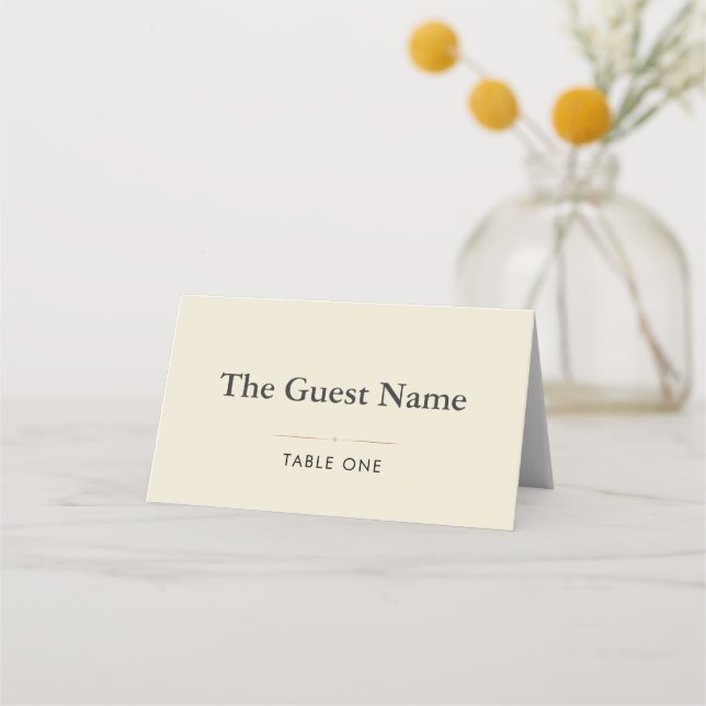 Editorial Minimalist Winter Wedding Folded   Place Card (Front)