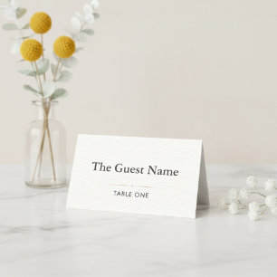 Editorial Minimalist Winter Wedding Folded Place Card